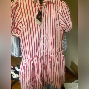 Girls size 12 Ralph Lauren polo button up peplum dress with pockets $35 NWT